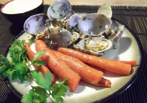 Vanilla Glazed Carrots with Steamed Clams